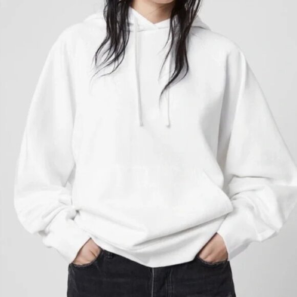 AllSaints Oversized White Embroidered Talon Hoodie Size Small - Picture 2 of 12